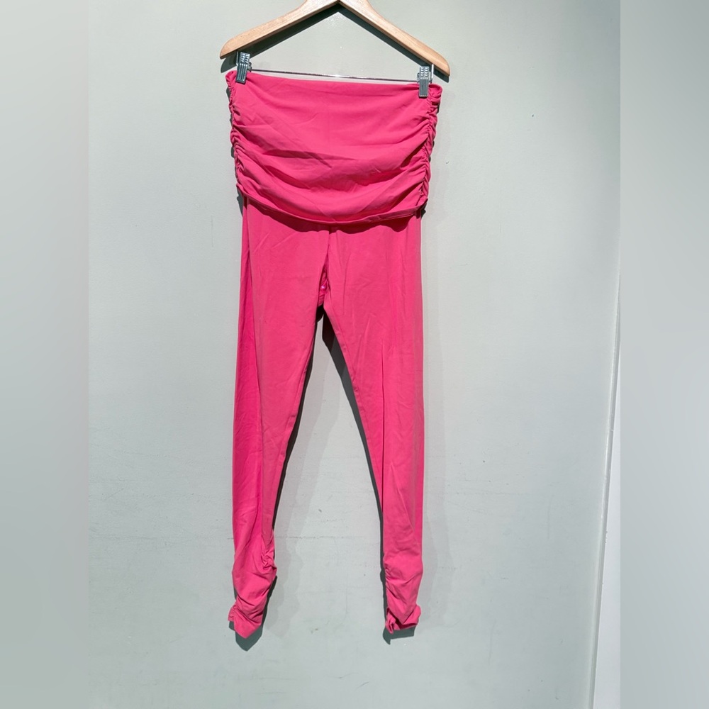 NWT LYCRA BRAND MATERNITY LEGGINS PANTS PINK WOMEN M COMFORT STRETCH BELLY SUPPO